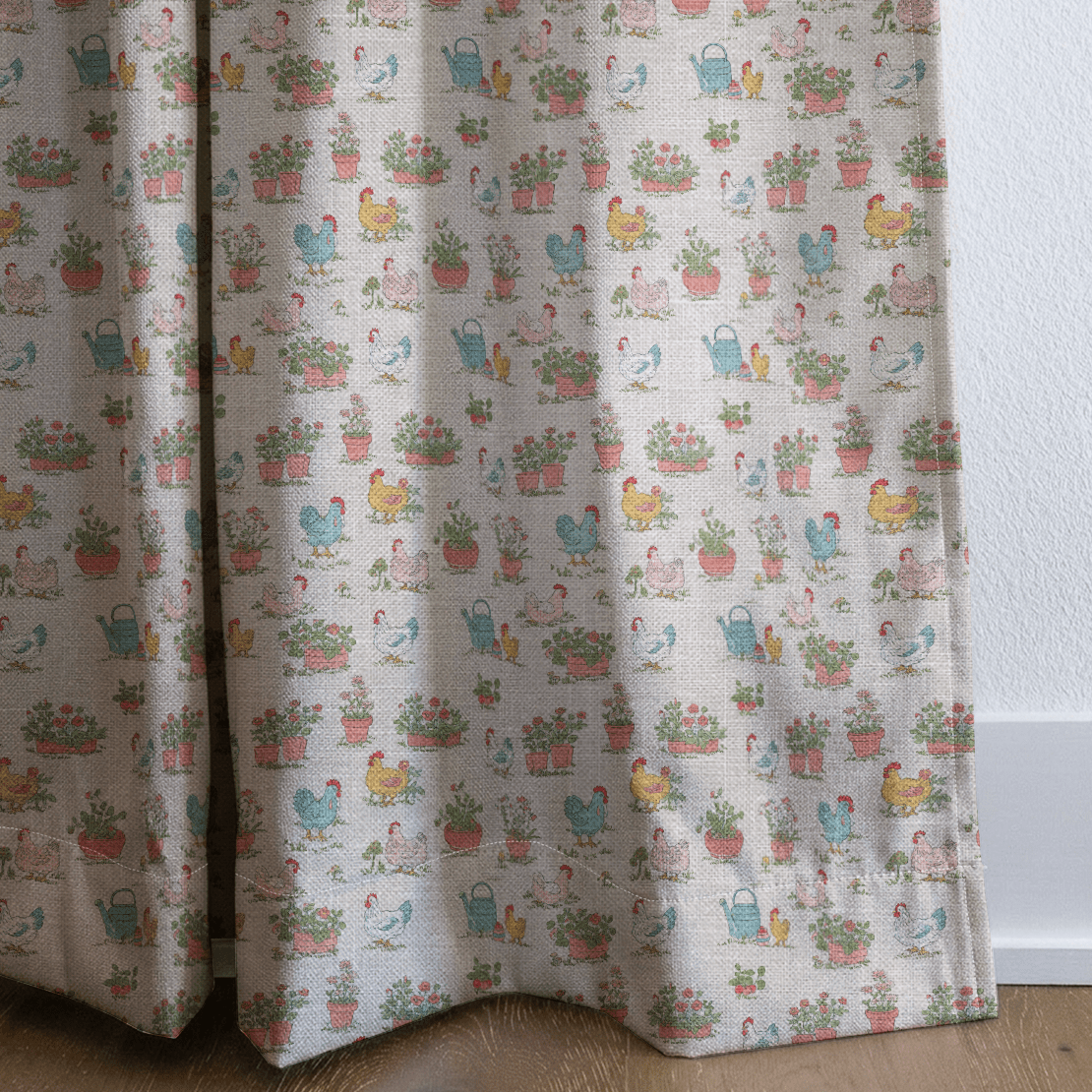 Chickens in the Garden - Curtain Panel - The Drapery