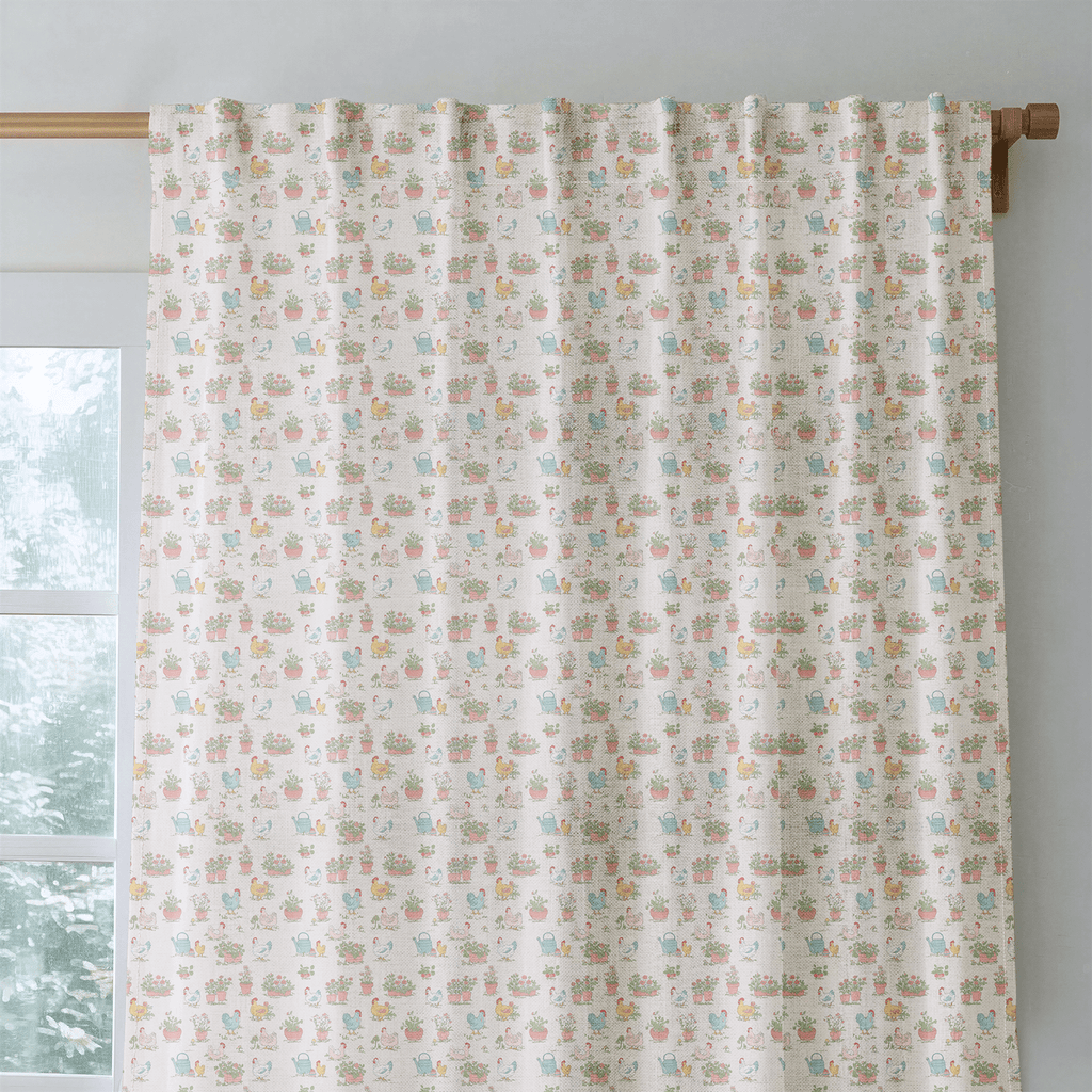 Chickens in the Garden - Curtain Panel - The Drapery
