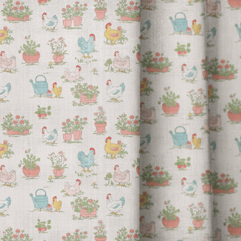 Chickens in the Garden - Curtain Panel - The Drapery