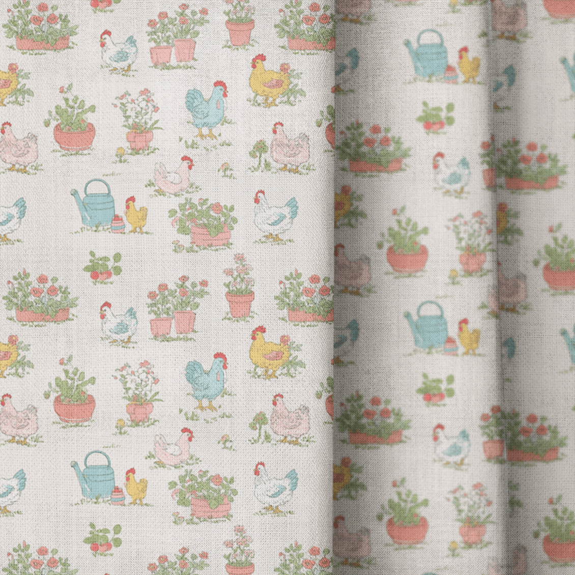Chickens in the Garden - Curtain Panel - The Drapery
