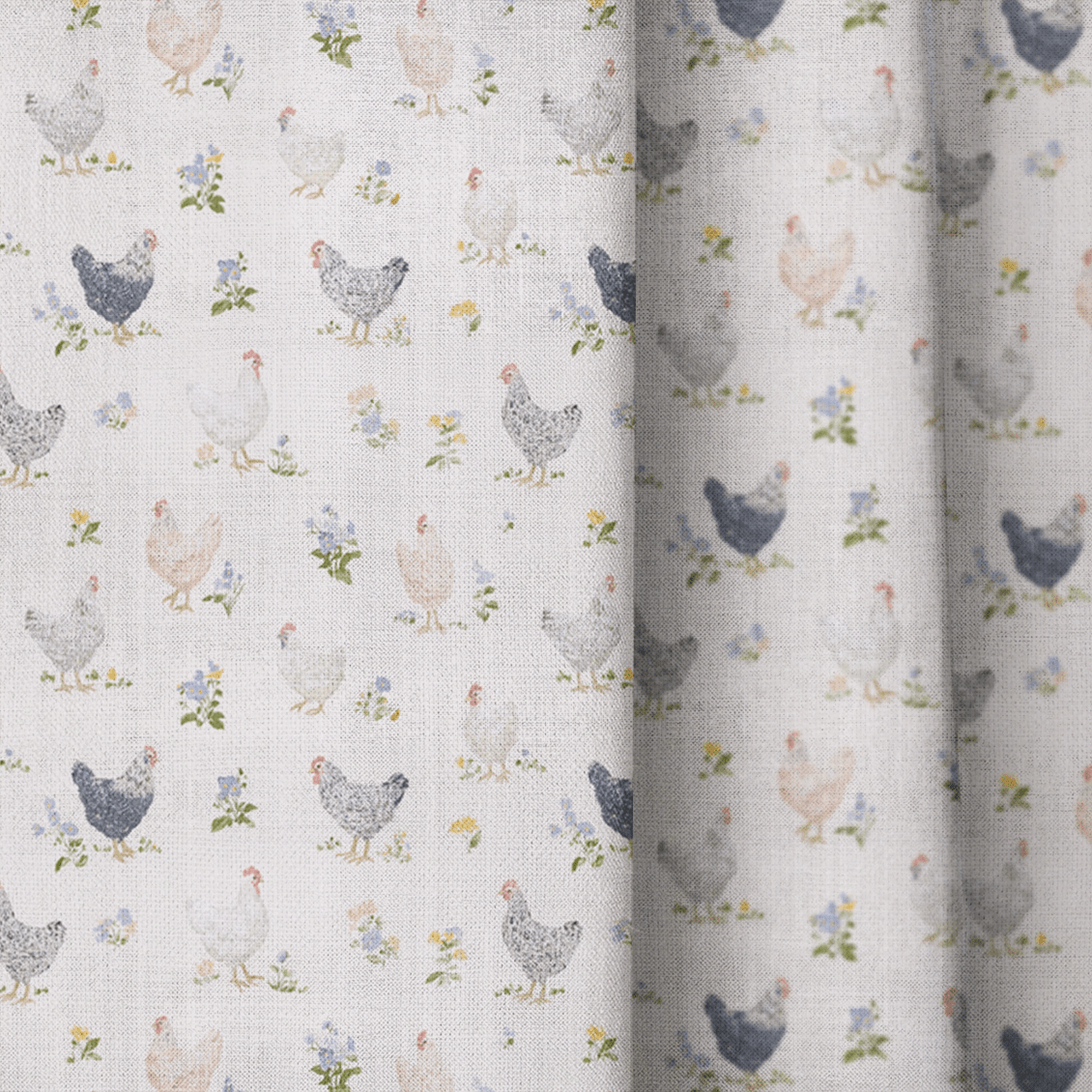 Chickens Roosters - Curtain Panel - The Drapery