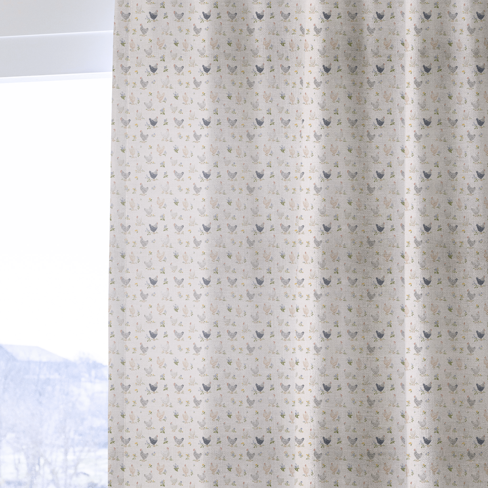 Chickens Roosters - Curtain Panel - The Drapery