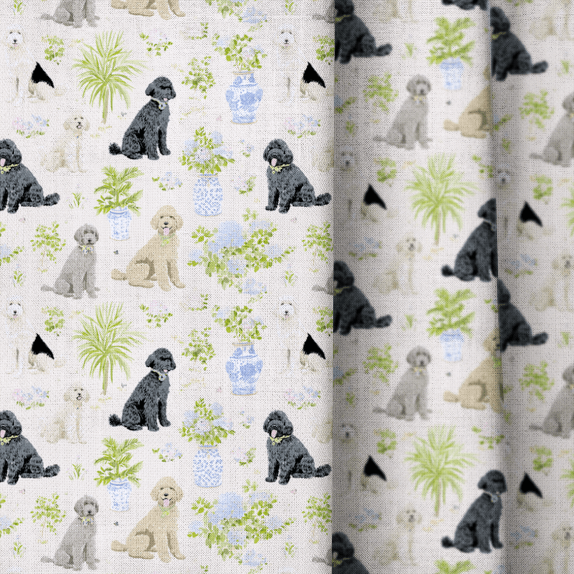 Chinoiserie Dogs - Curtain Panel - The Drapery