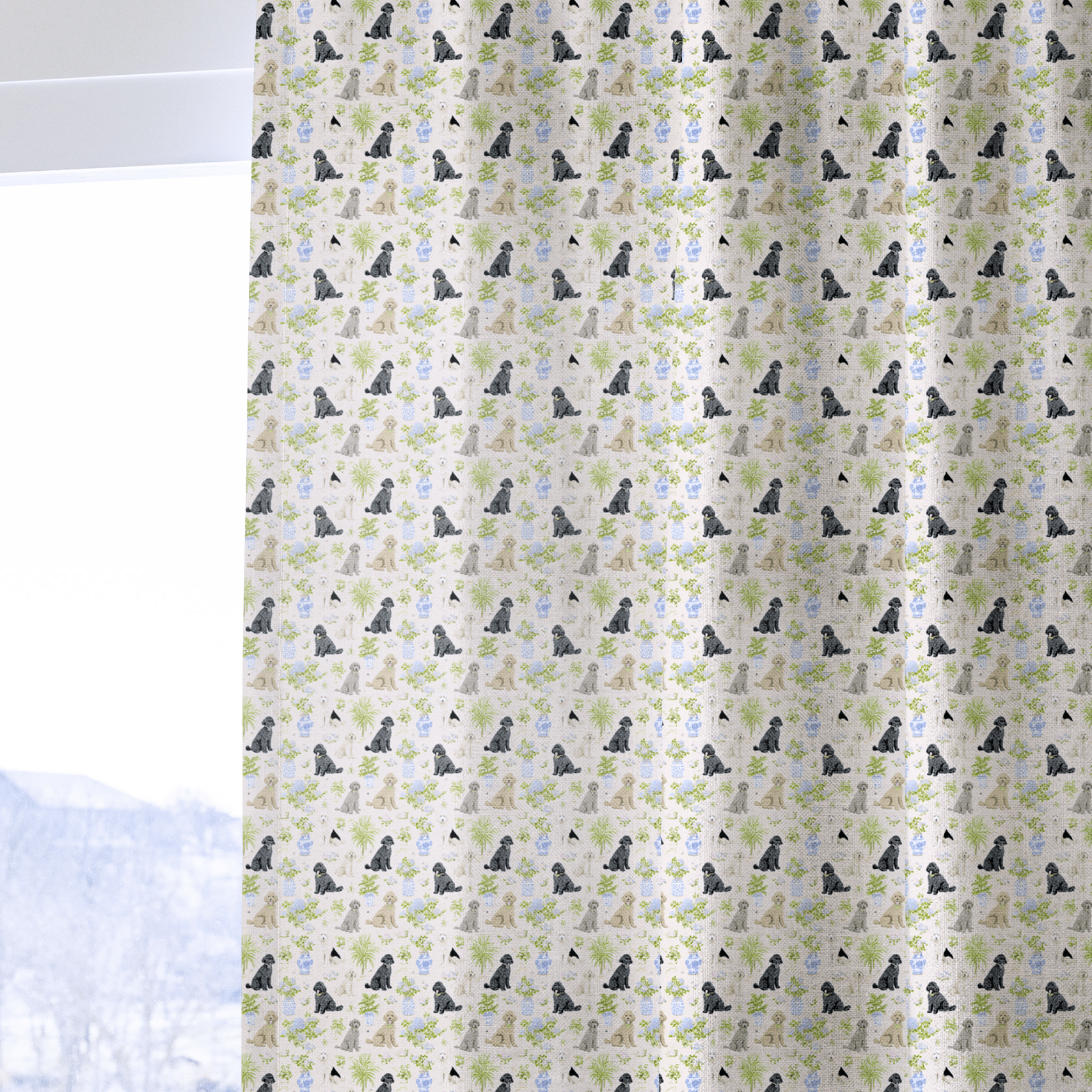 Chinoiserie Dogs - Curtain Panel - The Drapery