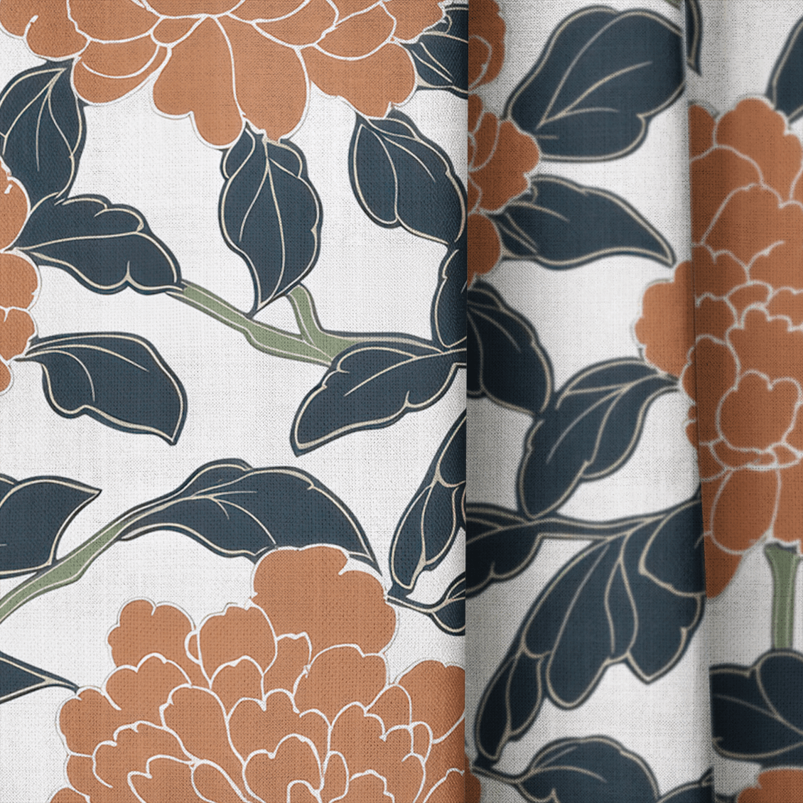 Chrysanthemum Night - Curtain Panel - The Drapery
