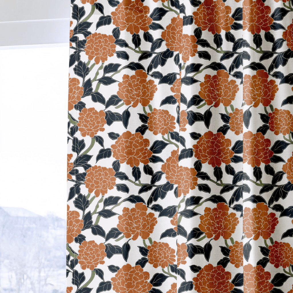 Chrysanthemum Night - Curtain Panel - The Drapery