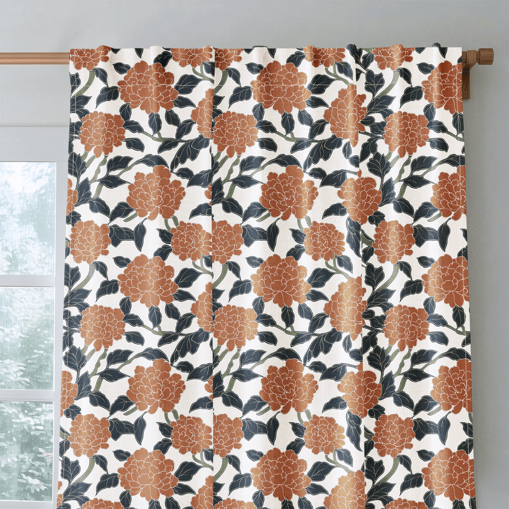 Chrysanthemum Night - Curtain Panel - The Drapery