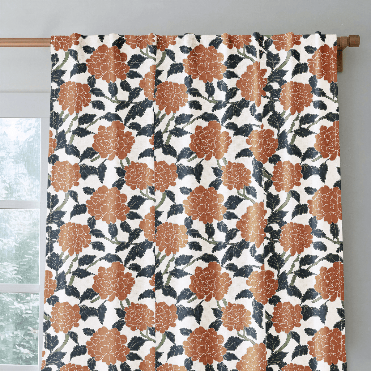 Chrysanthemum Night - Curtain Panel - The Drapery