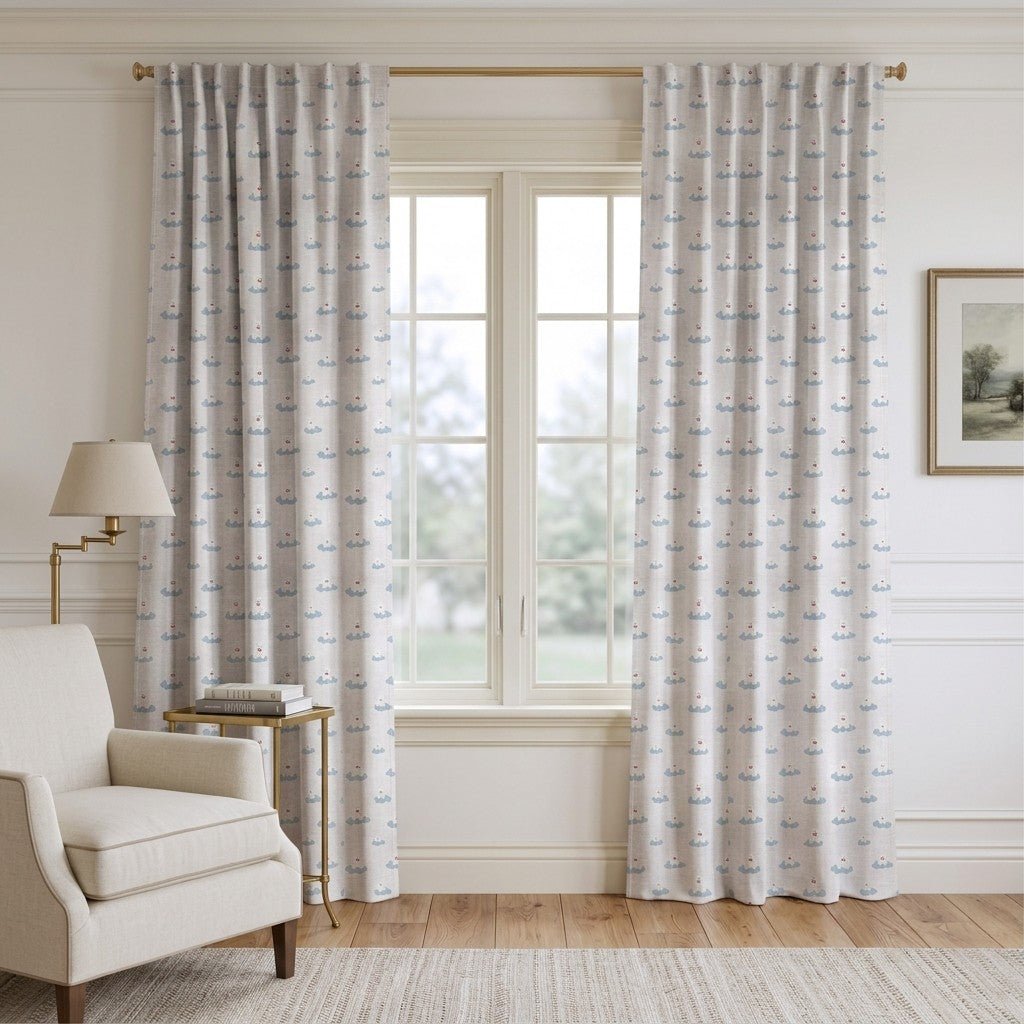 Cloud Teddys - Curtain Panel - The Drapery