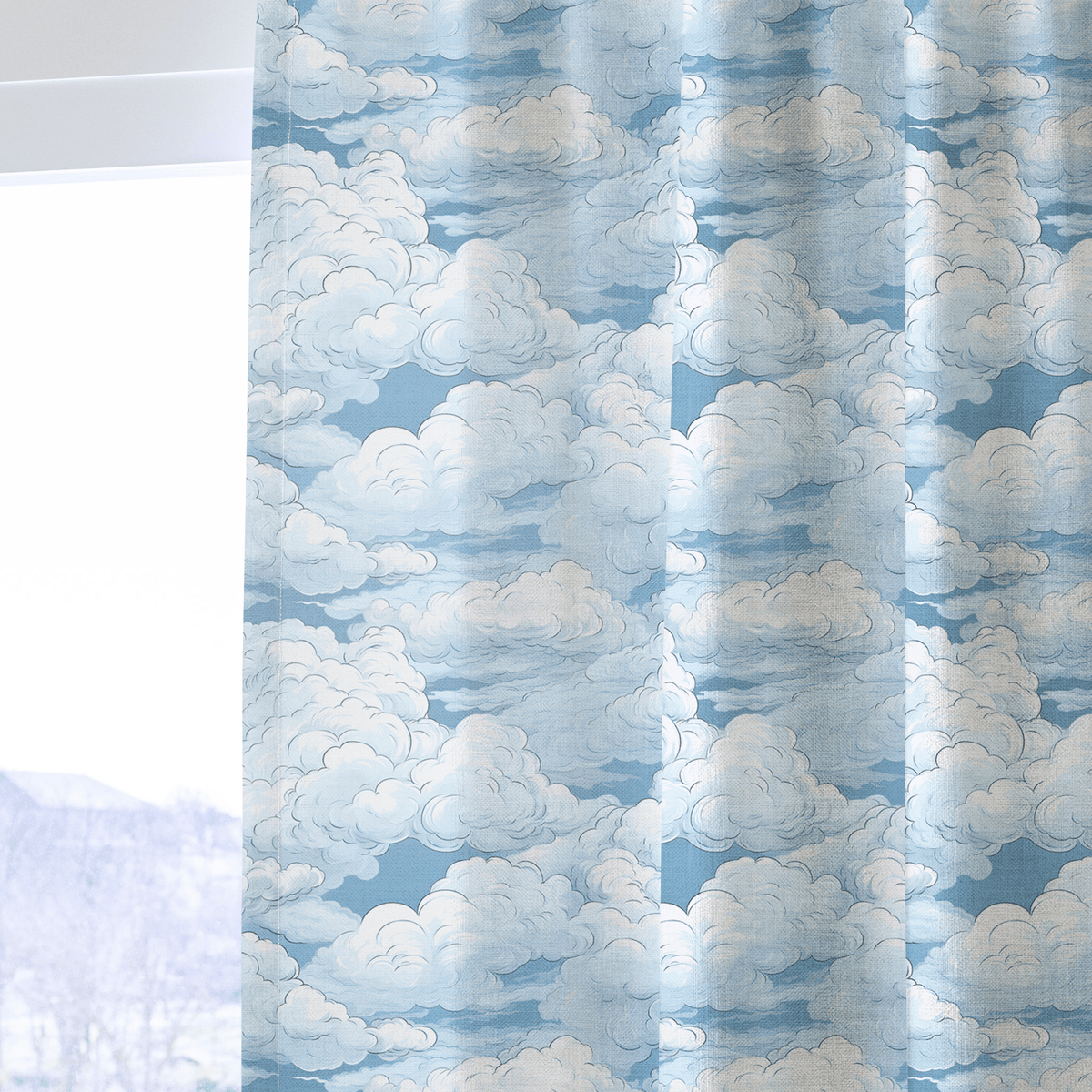 Cloudy Sketch - Curtain Panel - The Drapery