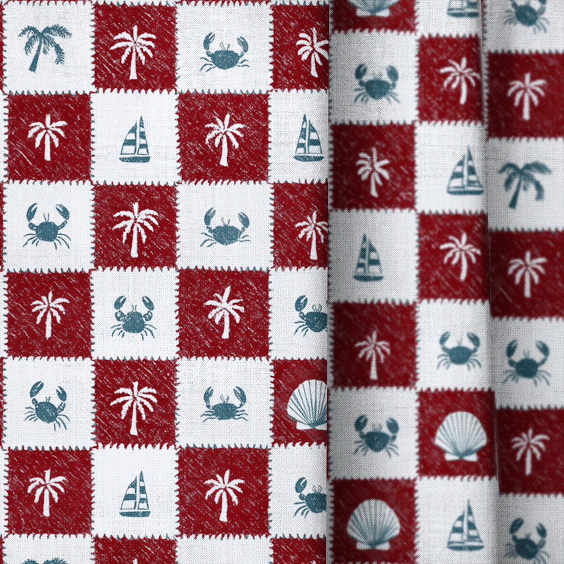 Coastal Check - Curtain Panel - The Drapery