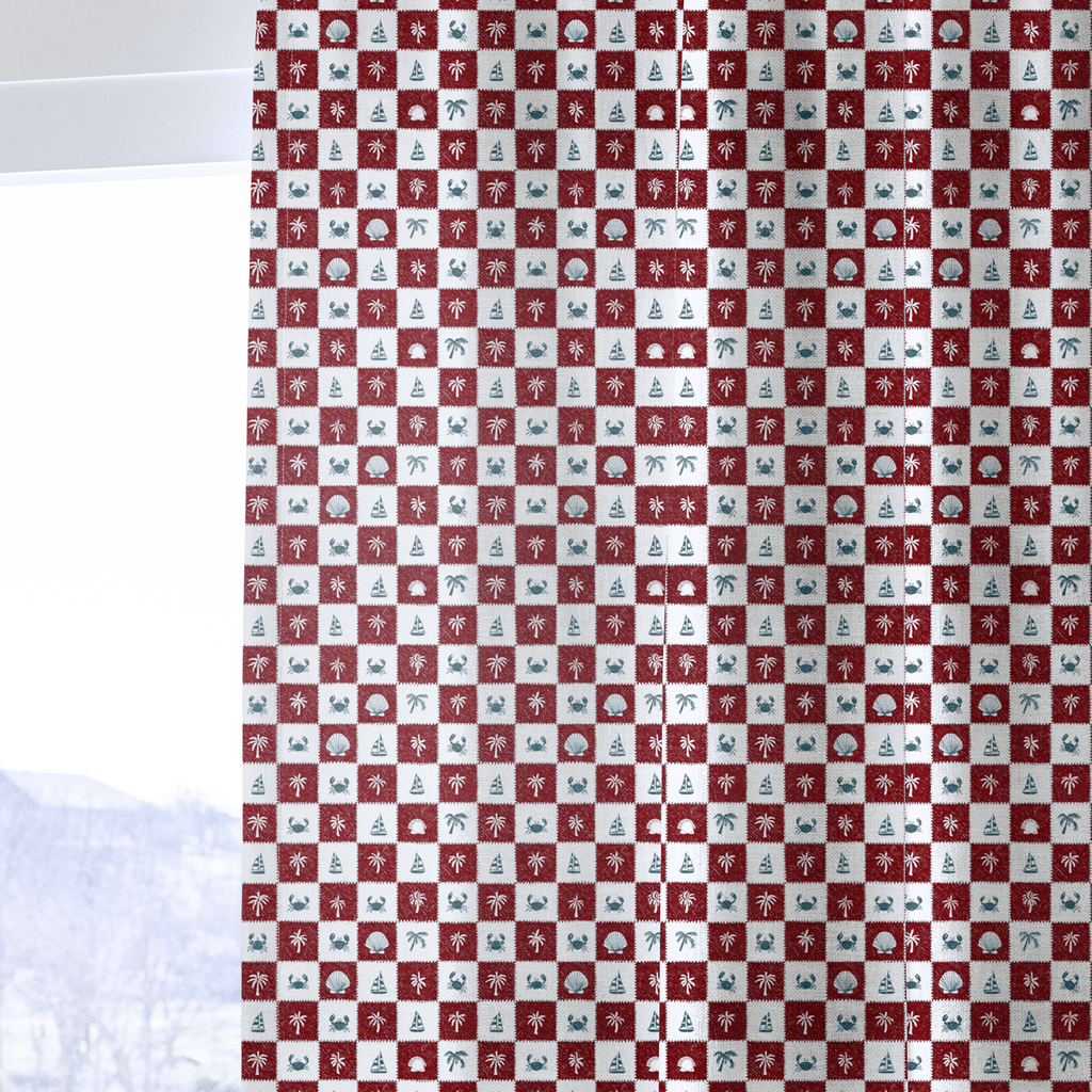 Coastal Check - Curtain Panel - The Drapery