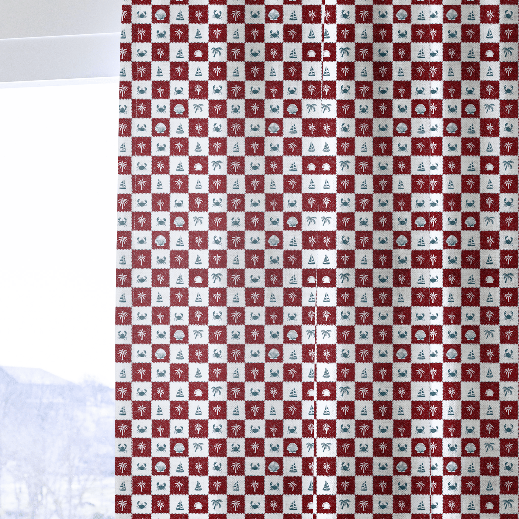 Coastal Check - Curtain Panel - The Drapery
