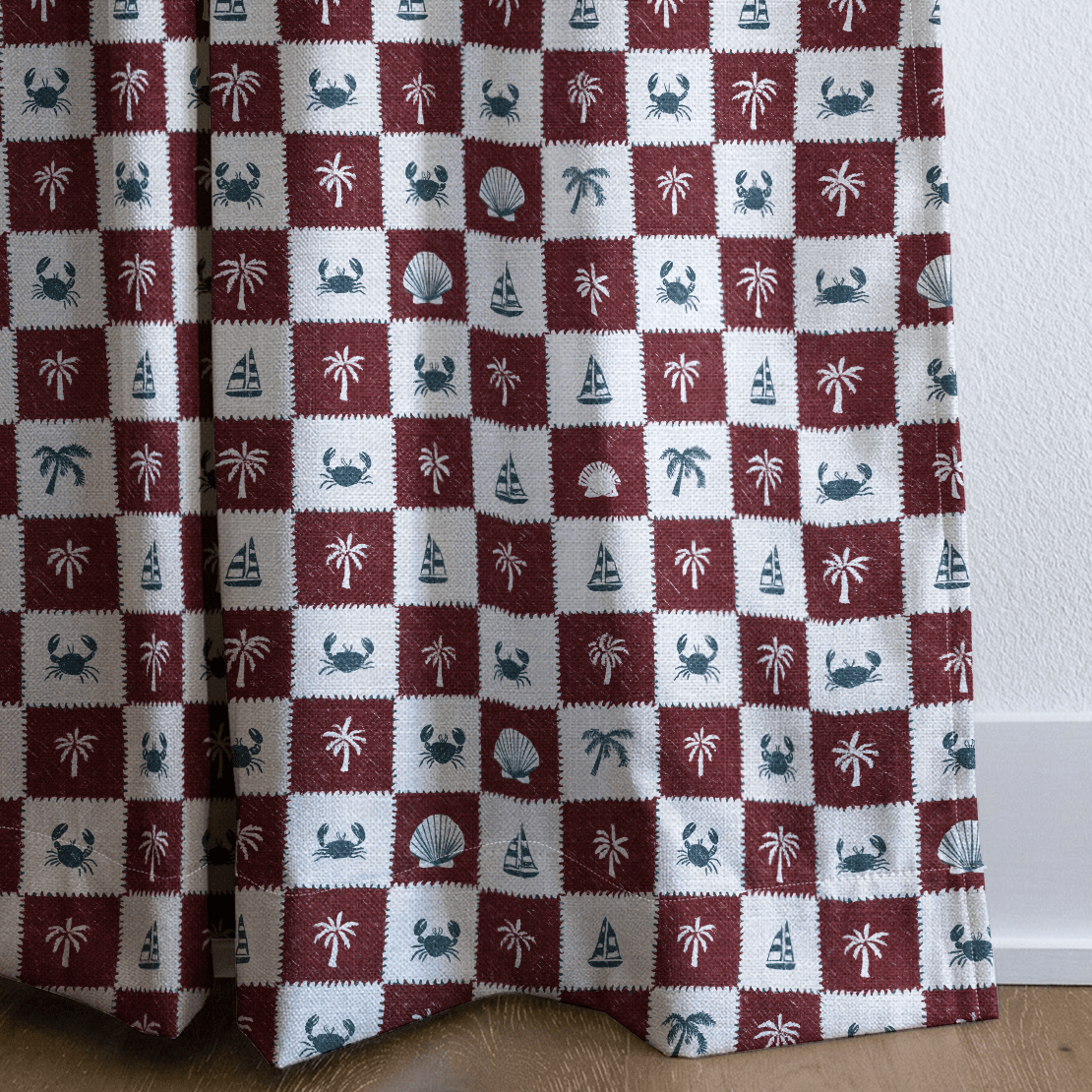 Coastal Check - Curtain Panel - The Drapery