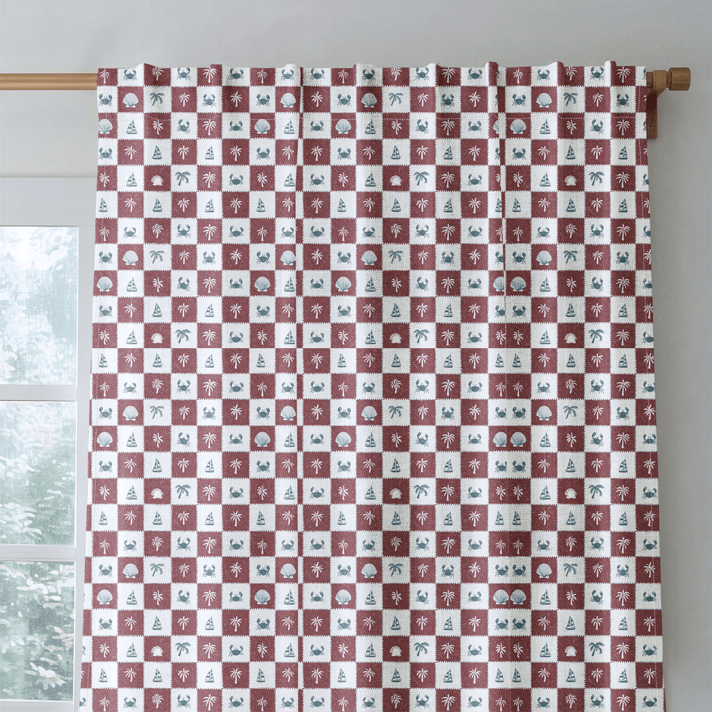 Coastal Check - Curtain Panel - The Drapery