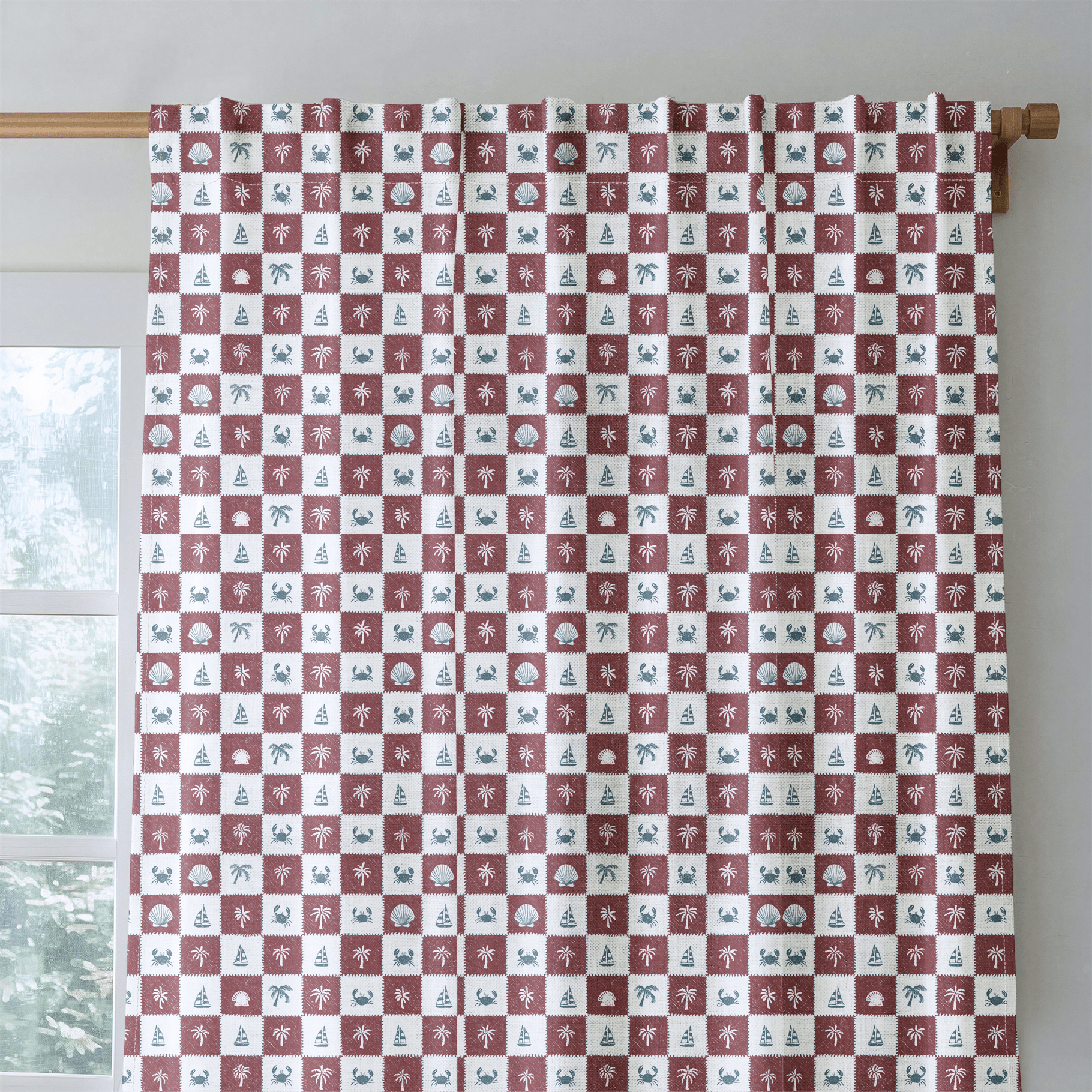 Coastal Check - Curtain Panel - The Drapery