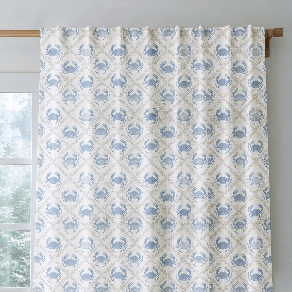 Coastal Grid - Curtain Panel - The Drapery