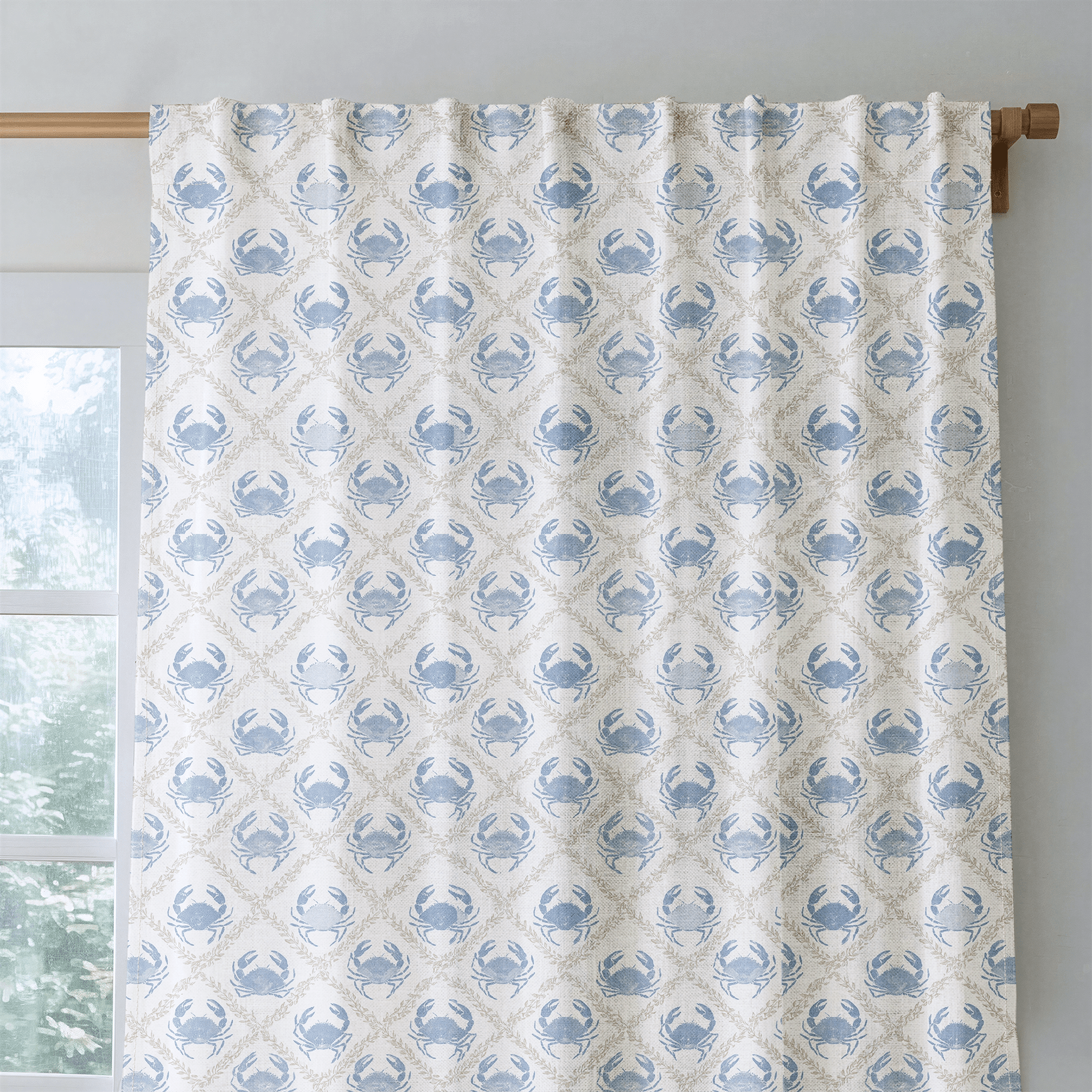 Coastal Grid - Curtain Panel - The Drapery