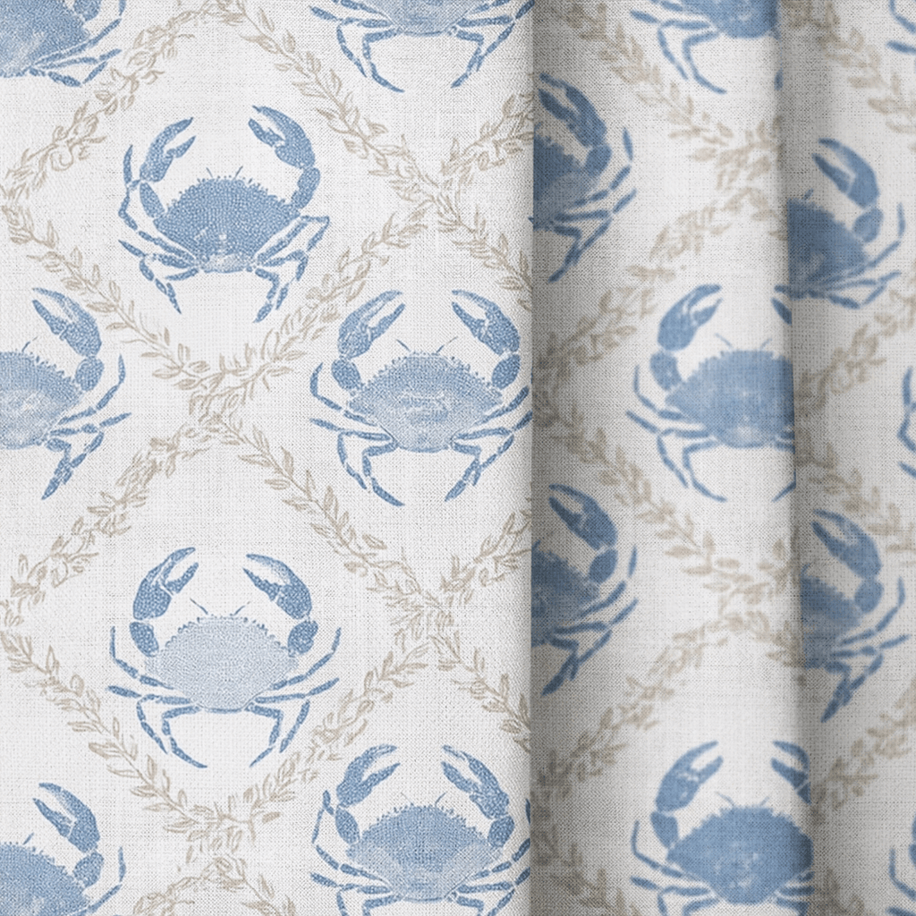 Coastal Grid - Curtain Panel - The Drapery