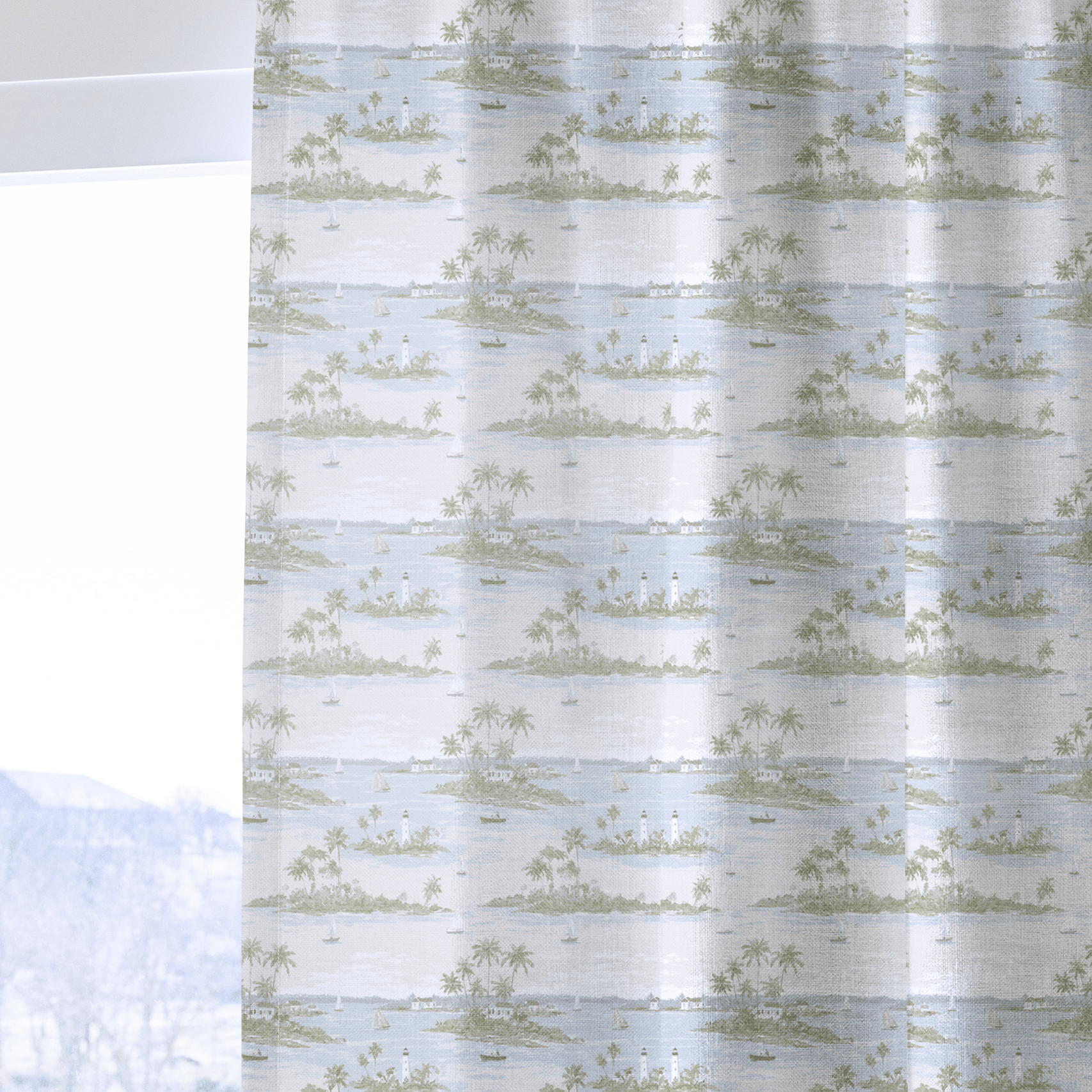 Coastal Scene - Curtain Panel - The Drapery