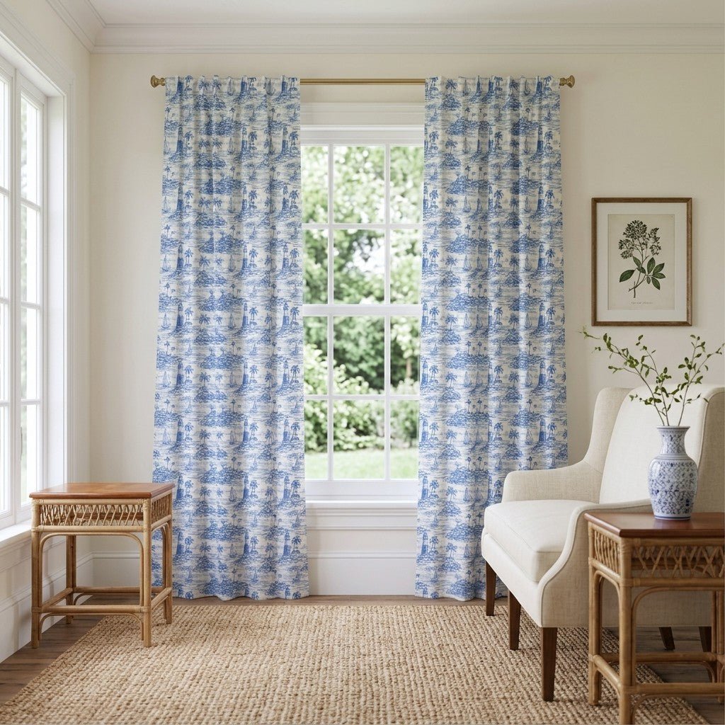 Coastal Toile - Curtain Panel - The Drapery