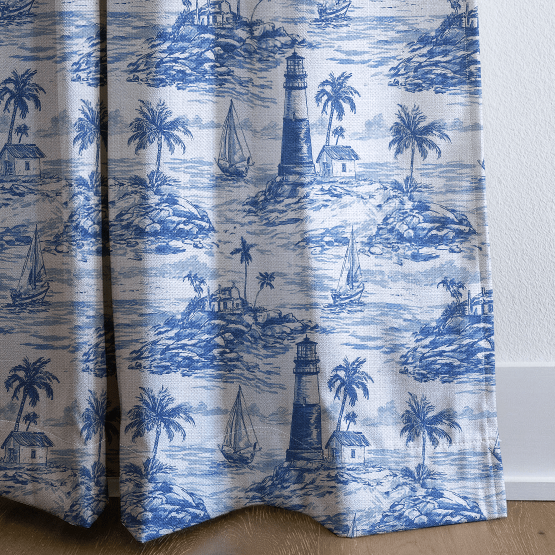 Coastal Toile - Curtain Panel - The Drapery