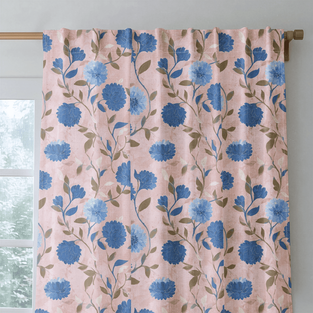 Cobalt Flora - Curtain Panel - The Drapery
