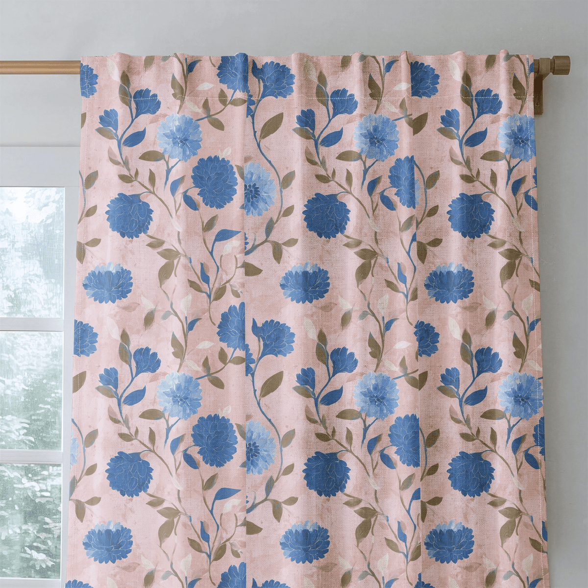 Cobalt Flora - Curtain Panel - The Drapery