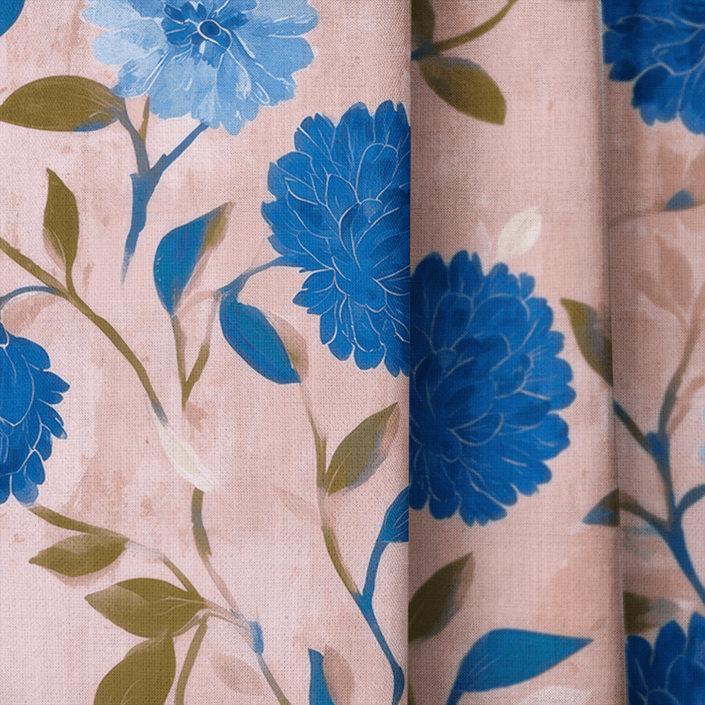Cobalt Flora - Curtain Panel - The Drapery