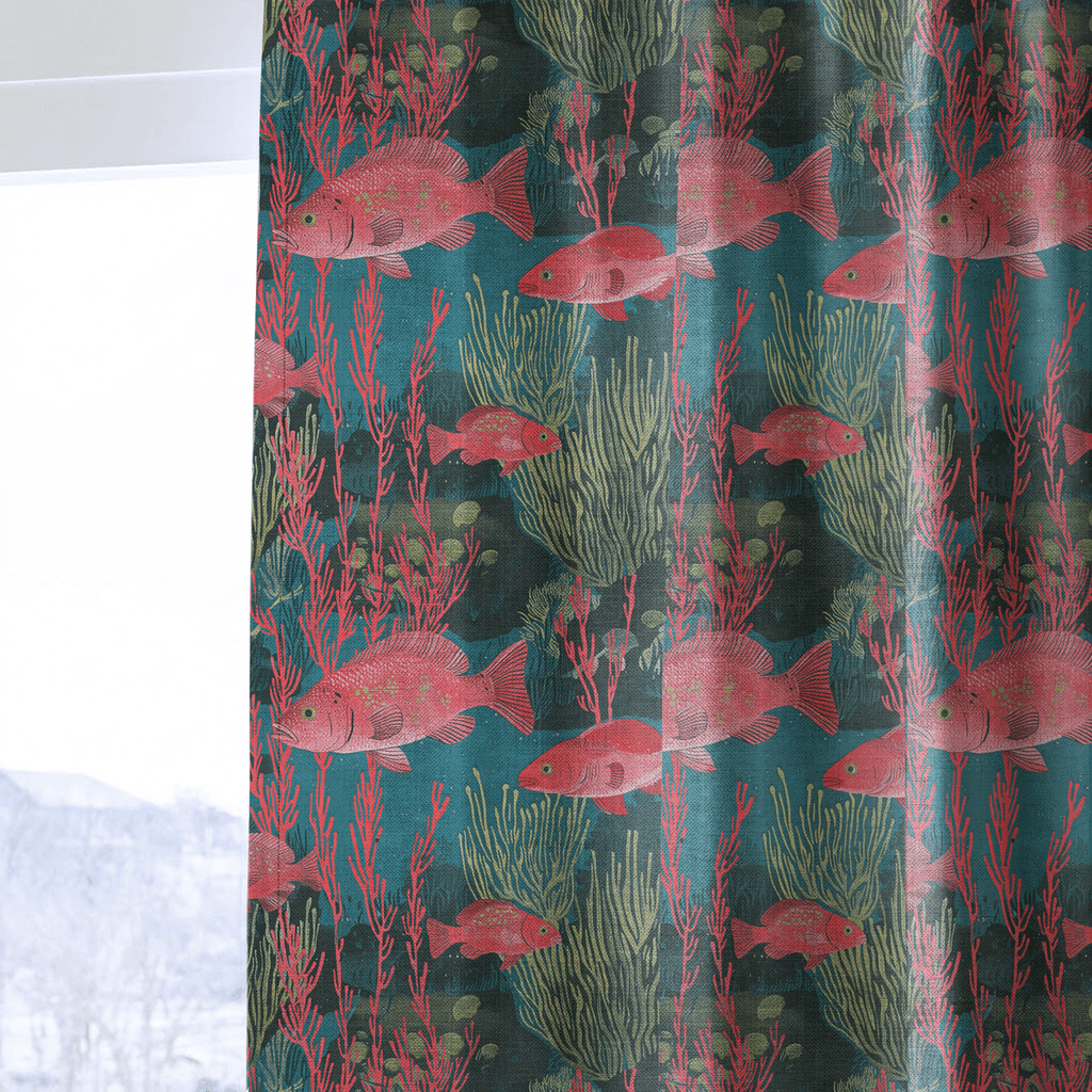 Coral Current - Curtain Panel - The Drapery