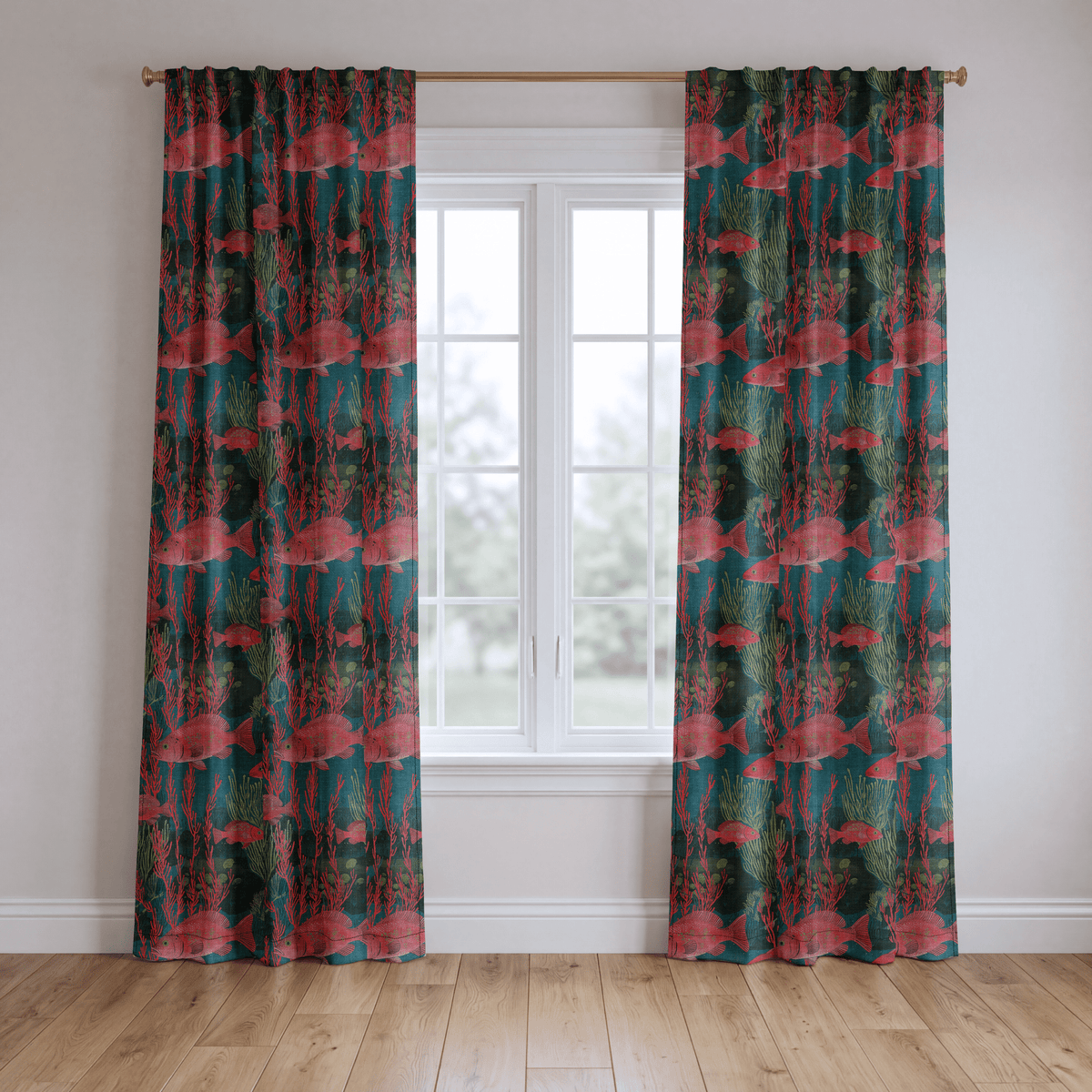 Coral Current - Curtain Panel - The Drapery