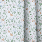 Corgi Florals - Curtain Panel - The Drapery