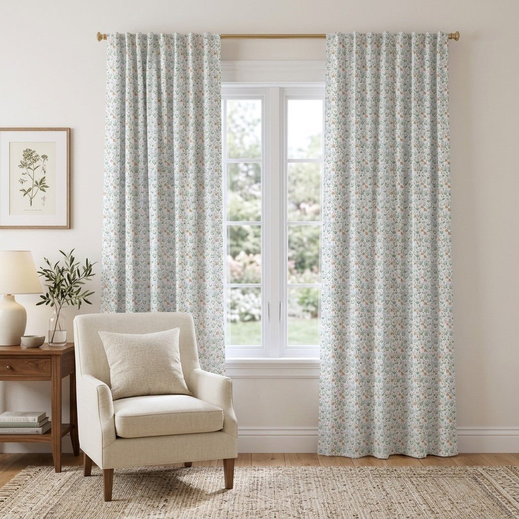 Corgi Florals - Curtain Panel - The Drapery
