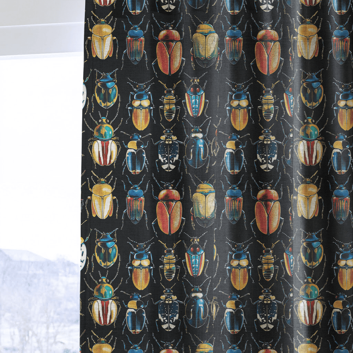 Corvus Beetles - Curtain Panel - The Drapery