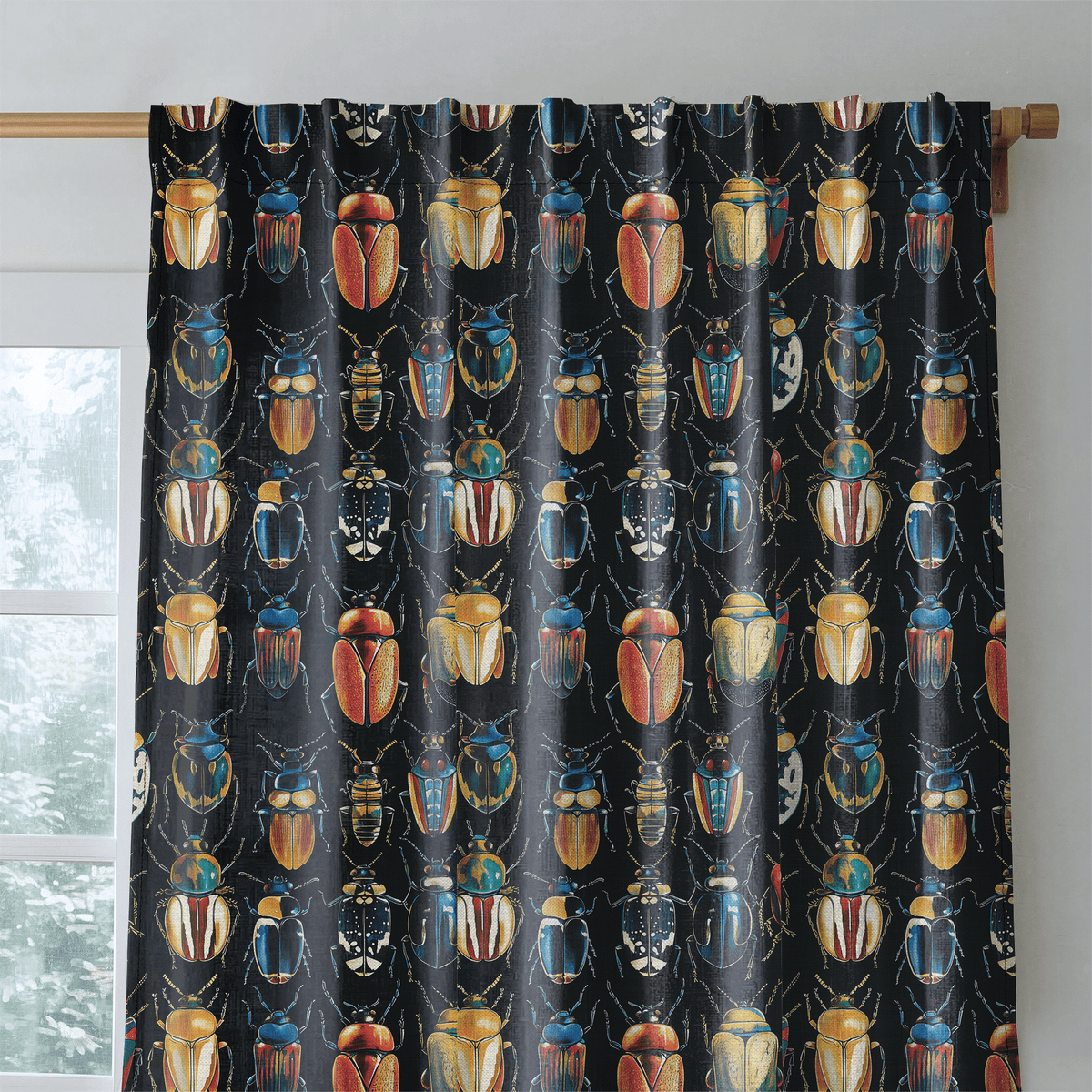 Corvus Beetles - Curtain Panel - The Drapery