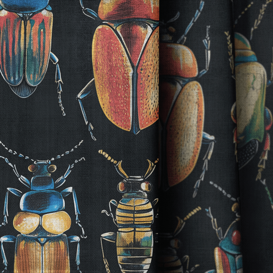 Corvus Beetles - Curtain Panel - The Drapery