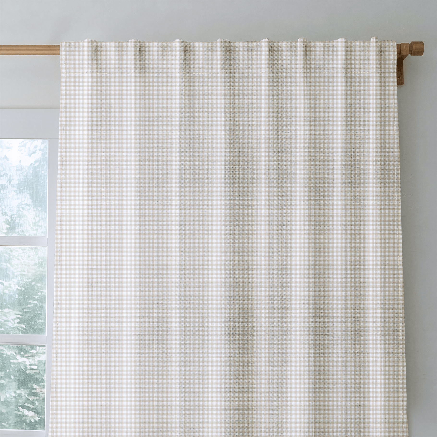 Cream Gingham - Curtain Panel - The Drapery