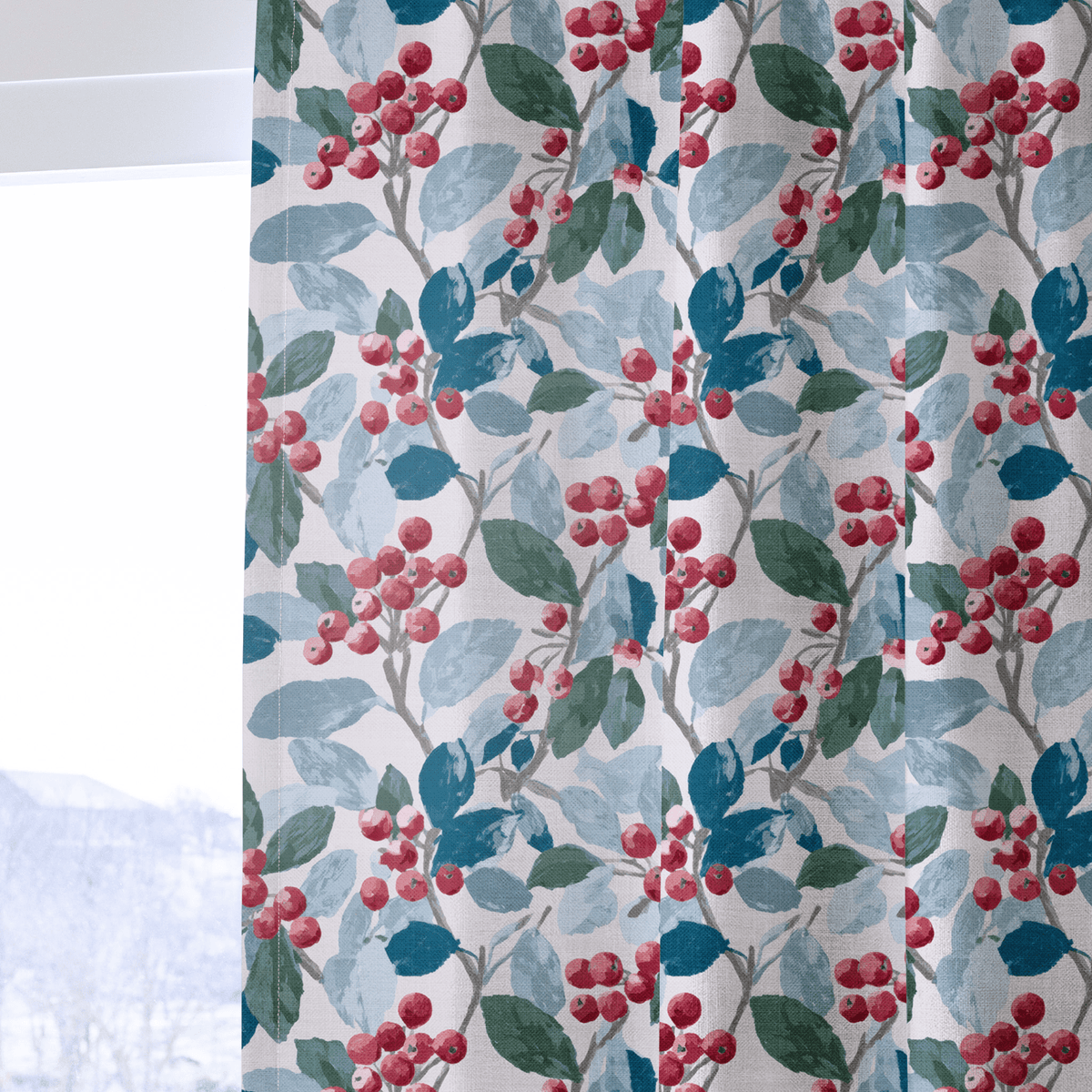 Crimson Berries - Curtain Panel - The Drapery
