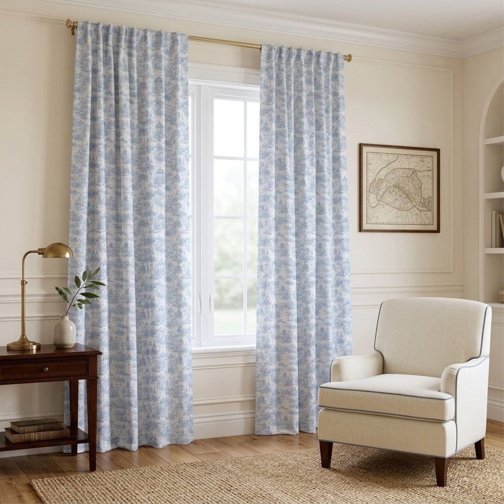 Blue French Country - Curtain Panel - Reading Corner