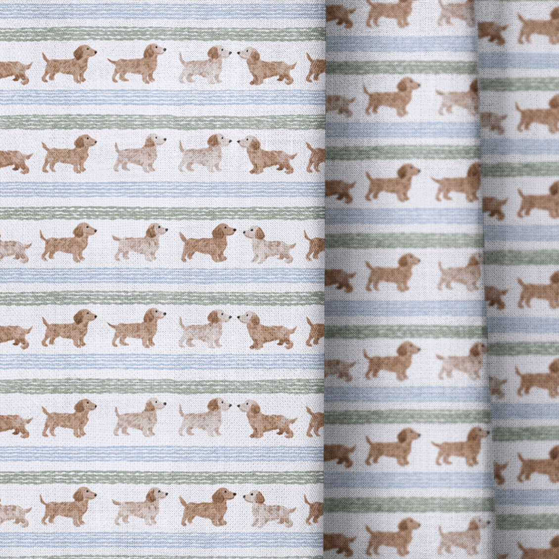 Dachshund Stripes - Curtain Panel - The Drapery