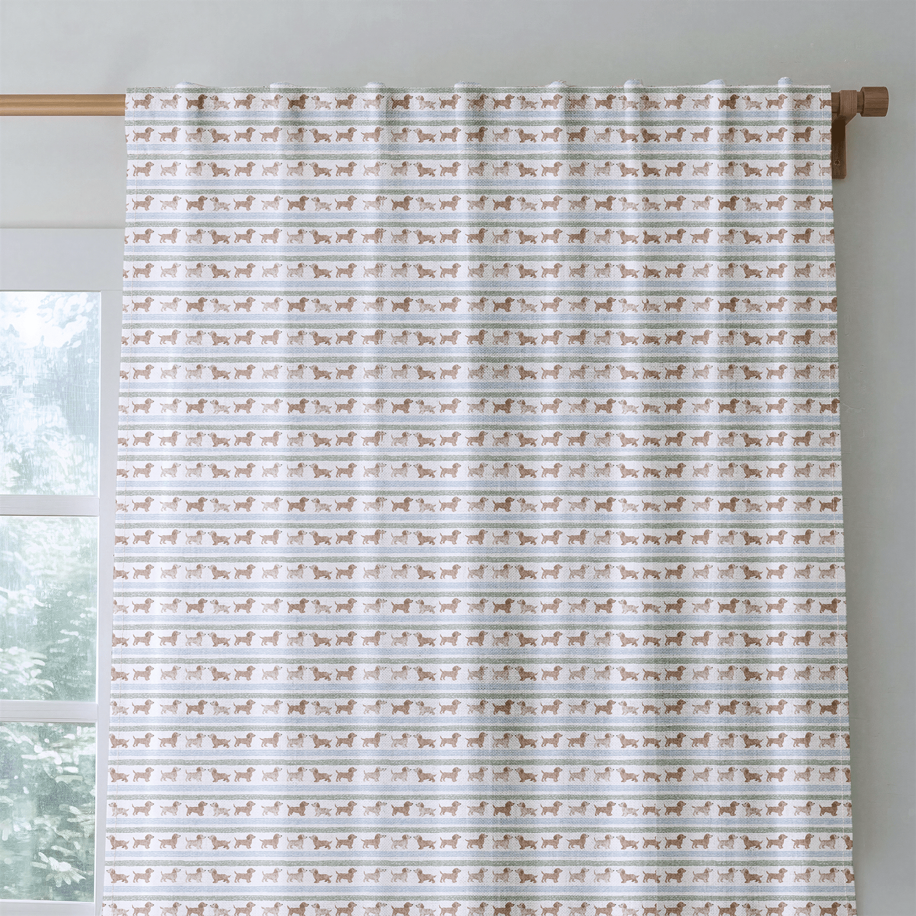 Dachshund Stripes - Curtain Panel - The Drapery