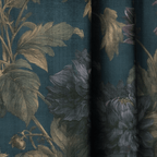 Dahlias Midnight - Curtain Panel - The Drapery