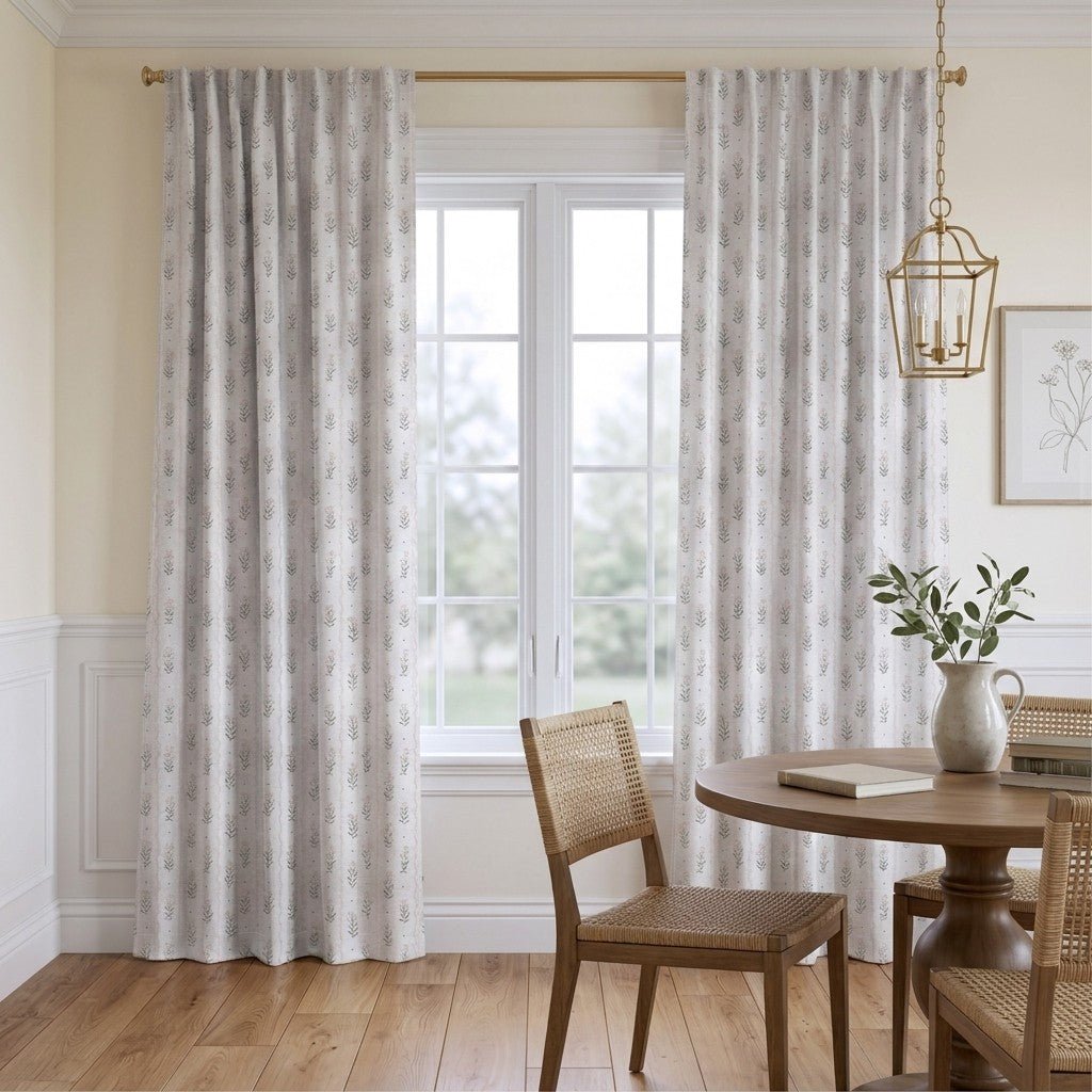 Dainty Floral Stripe - Curtain Panel - The Drapery