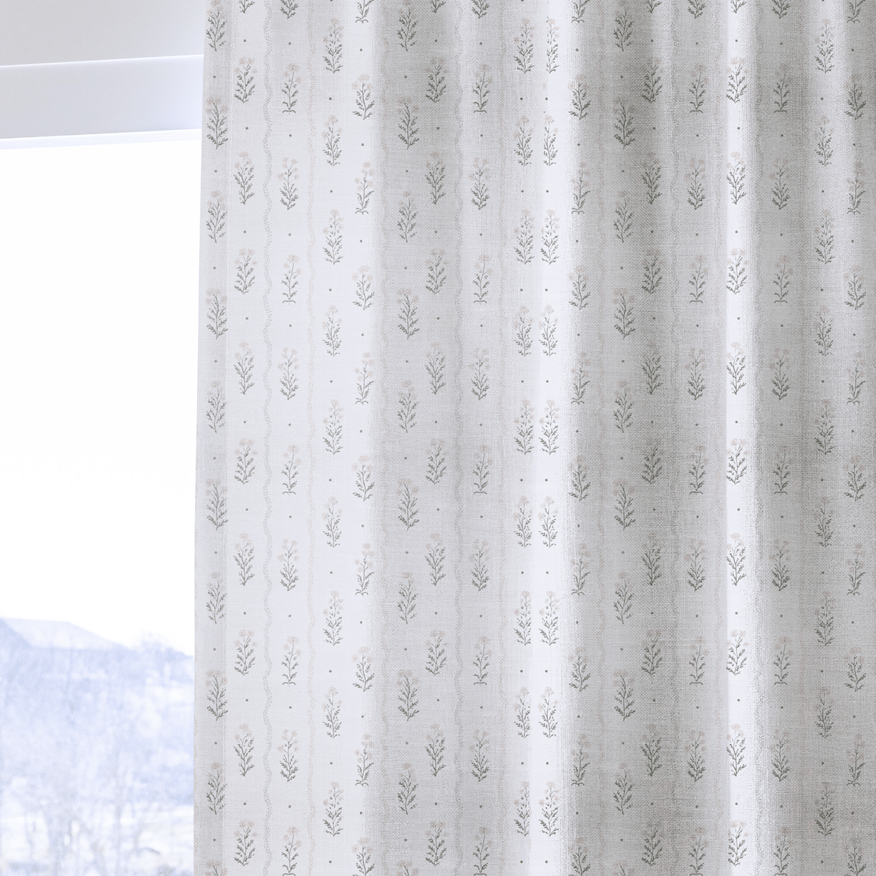 Dainty Floral Stripe - Curtain Panel - The Drapery