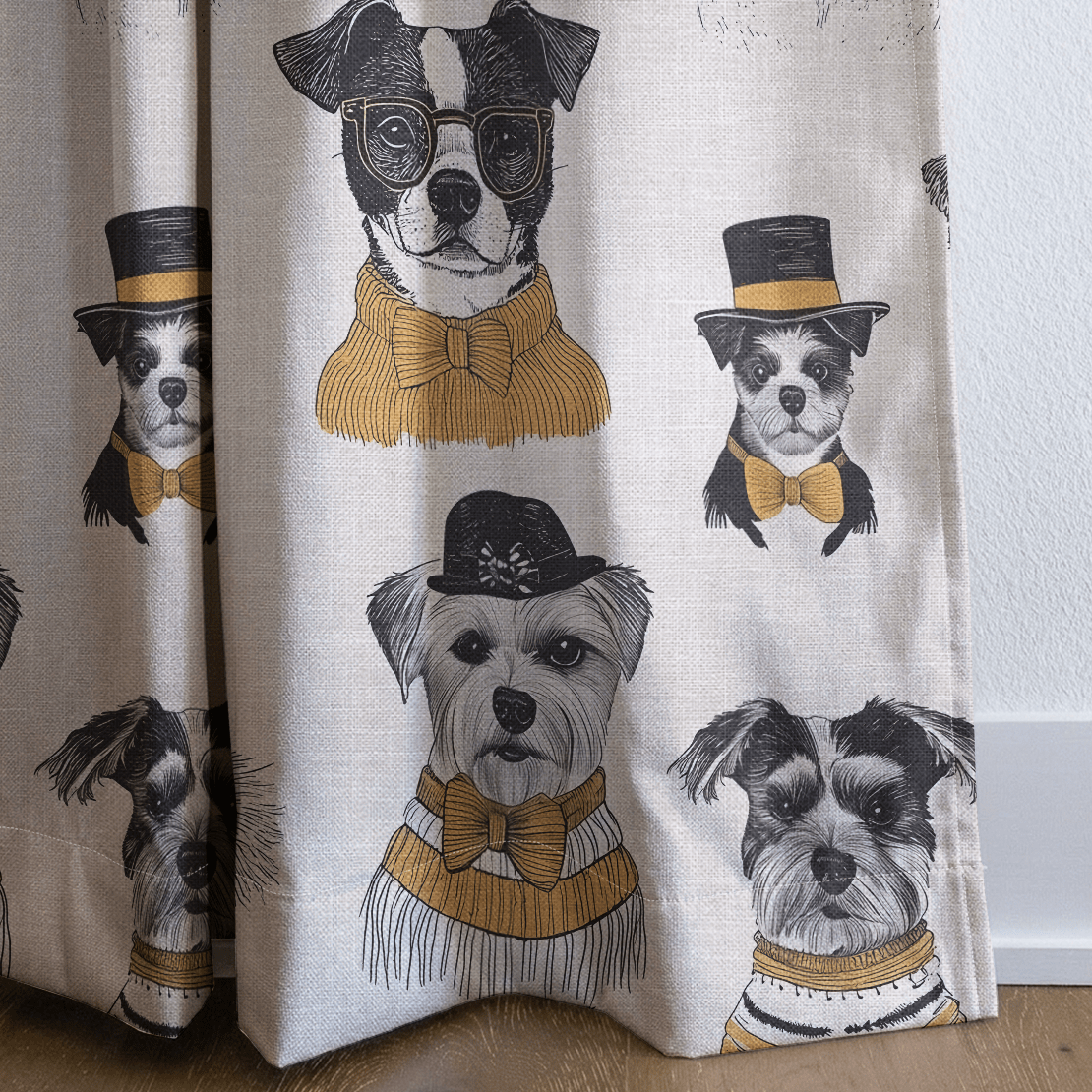 Dapper Dogs - Curtain Panel - The Drapery