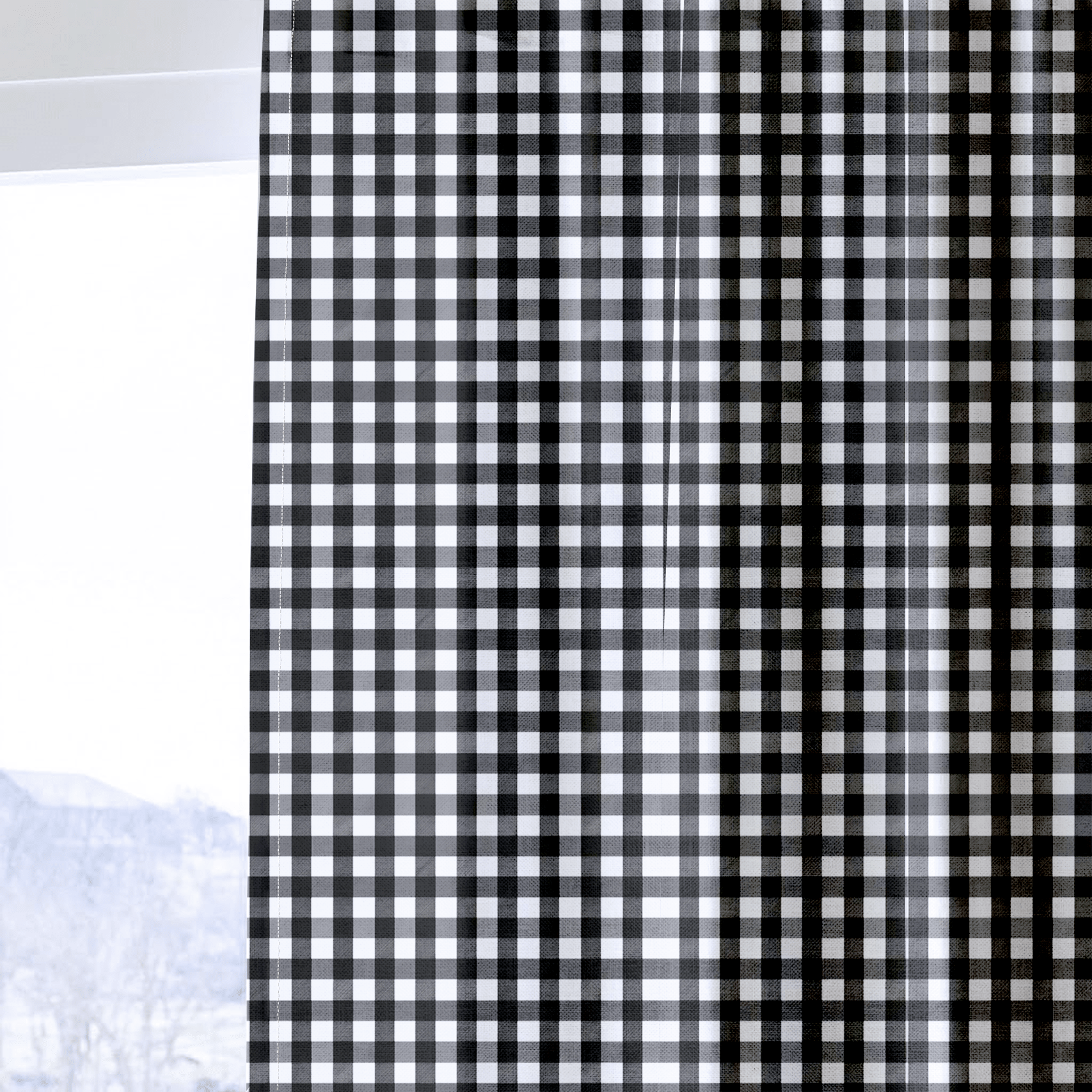 Dark Grid - Curtain Panel - The Drapery
