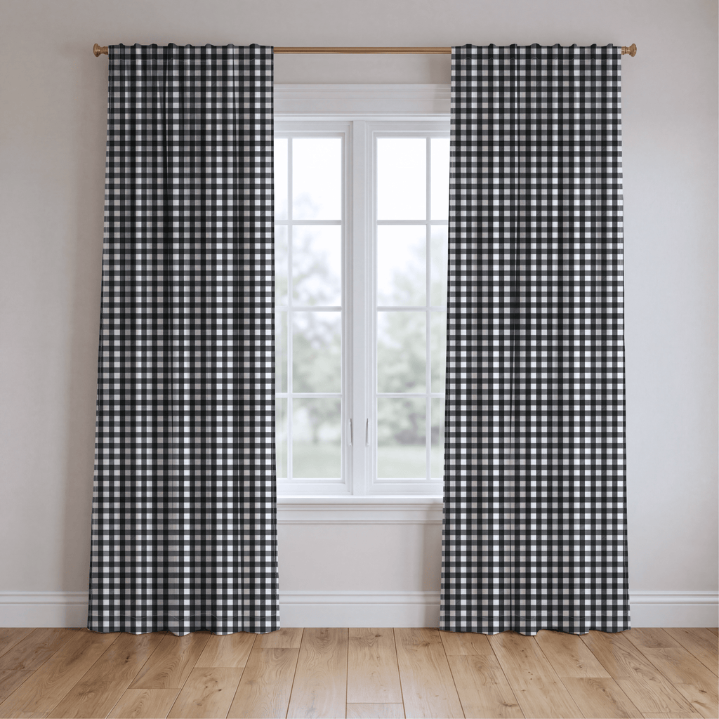 Dark Grid - Curtain Panel - The Drapery