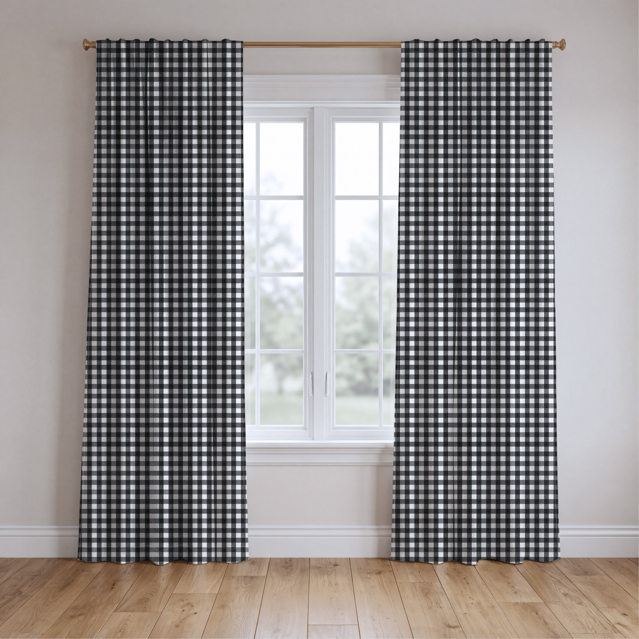 Dark Grid - Curtain Panel - The Drapery
