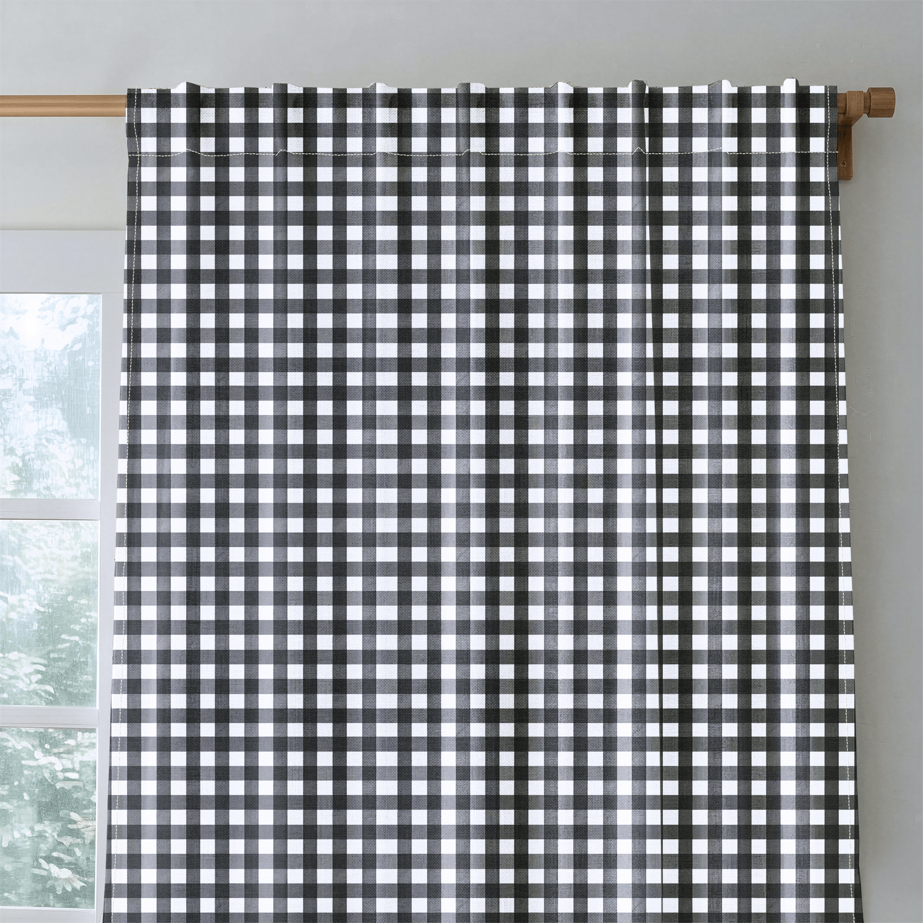 Dark Grid - Curtain Panel - The Drapery