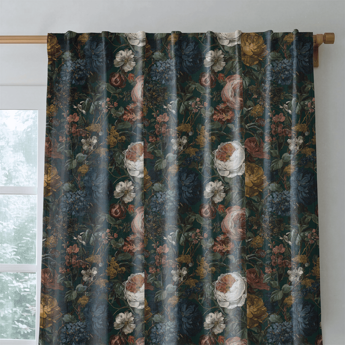 Darkened Peony - Curtain Panel - The Drapery